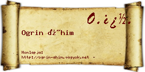 Ogrin Áhim névjegykártya